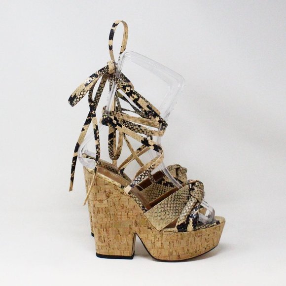 PARIS TEXAS #35917 Snake Print Embossed Platform Heels (US 7 EU 37) - Picture 2 of 7